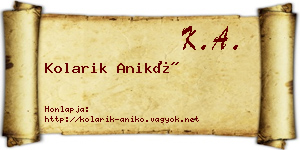 Kolarik Anikó névjegykártya